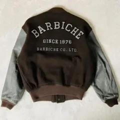 242【極美品】バービッシュ スタジャン ウール 袖レザー刺繍ロゴ　Mのサムネイル