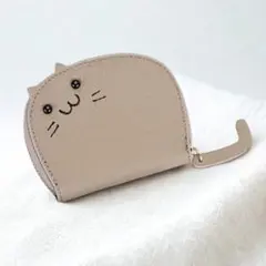 カードケース 本革 レザー じゃばら 可愛い 猫 小銭入れ ライトグレー