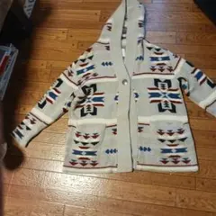 BAYFLOW.ニツト幾何学模様のフード付きカーディガン