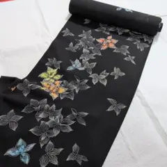 M25-14 新品 東レシルック 小紋 着尺反物 黒色 纏 火消しまとい - メルカリ