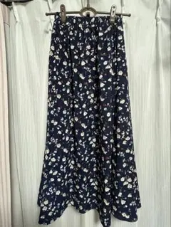 Emsexcite エムズエキサイト花柄 ネイビー フレア ロングスカート