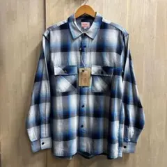 ビッグマイク ライトネルシャツ オンブレチェック シャドーチェック 白黒青 XL