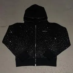vybes/Monarch ラインストーン フルジップパーカー ブラックSWAG 