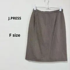 J.PRESS ジェイプレス　ウール100% スカート　F ブラウン　ひざ丈のサムネイル