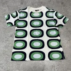 半袖Tシャツ 幾何学模様 ホワイト×グリーンのサムネイル
