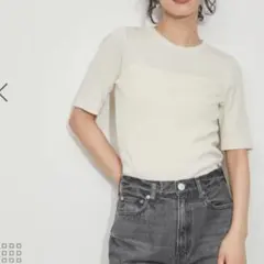 ADAM ET ROPE FEMME リブ　Tシャツ　オーガニックコットン