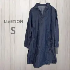 LIVETION◇◆チュニック 七分袖 デニム風 Sサイズ