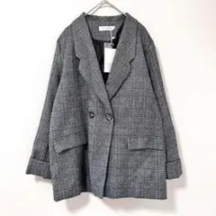 ◉Shi Rongfushi　テーラードジャケット　Ｍ　グレー×チェック　ダブル