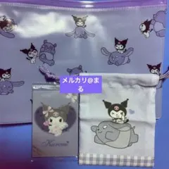 【2】【クロミ】サンリオ3点セットウエハースカード、ファスナー付ケース、プチ巾着