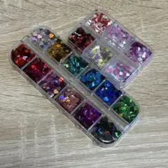 ハート型 ホログラム ネイルパーツセット 多色