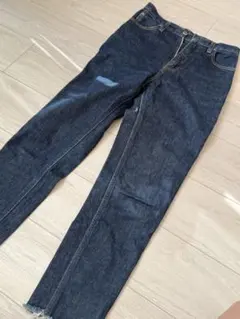 HYKE インディゴブルー デニムパンツ カットオフ