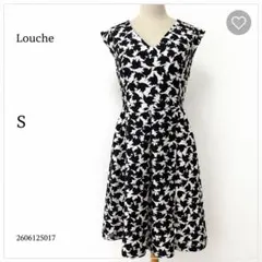 ★美品★ Louche ワンピース S モノトーン 総柄 フレア 膝丈のサムネイル