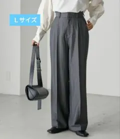 【forksy.】センタープレス ハイウエスト ストレートスラックスパンツ Ｌ