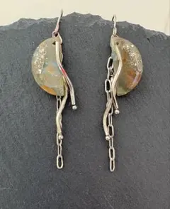 シルバー　ピアス　イヤリング　樹脂　チェーン　大理石　４点目無料