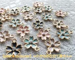 No.6100　ストーン付き桜のチャーム　４色　１５個セット