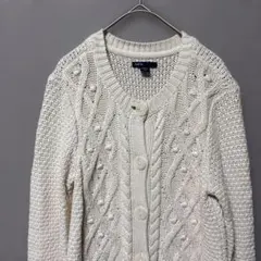ギャップキッズ　ロングニットカーディガン(160cm)ケーブル編み　オフホワイト