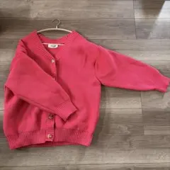 リブ編みピンクVネックカーディガン