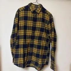 UNIQLO ネルシャツ M ネイビーとイエローのチェック柄