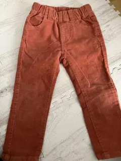 オレンジ コーデュロイ パンツ 刺繍