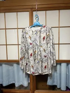 鳥柄長袖シャツ