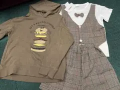 キッズ120サイズ 綿半袖半パンツ上下＆長袖綿パーカーセット