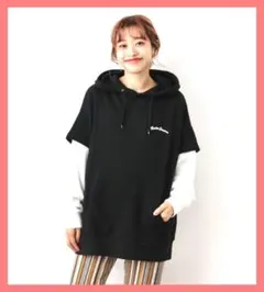 ☆ロデオクラウンズ☆超美品レア♪完売レイヤード風ビッグロゴパーカー黒☆