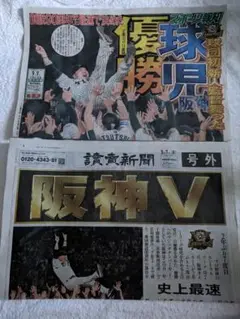阪神タイガース 優勝記念号外新聞　2社分