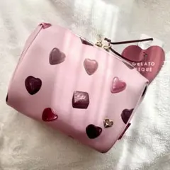 ジェラートピケ ハートチョコ柄 ポーチ バレンタイン 2022