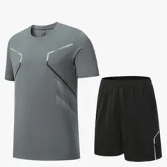 上下セットメンズ半袖tシャツショートパンツ ランニングウェアトレーニングウェア