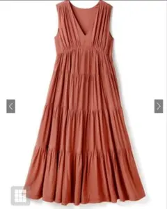 リボン付きVネックノースリーブティアードワンピース [k8975a] GRL