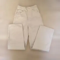 moment+ デニム＆ツイルストレートパンツ レディースアイボリー