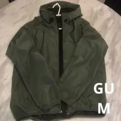 GU フード付きナイロンジャケット グリーン　ウインドブレーカー　ジャンパー　M