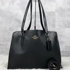 美品 コーチ レザー 2way ショルダーバッグ テイタム ロゴ型押し ブラック