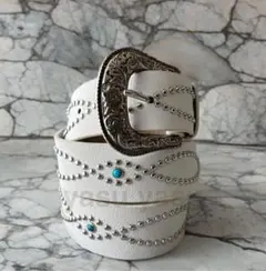 ウエスタンベルト　スタッズ　古着　アメカジ　y2k HTC ヴィンテージ　白