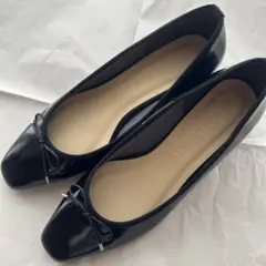 ルタロン 3.5cmスクエアバレエパンプス 23.5cm 黒 箱あり