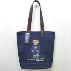 ポロ ラルフローレン ポロベア トートバッグ 星条旗セーター 紺 ネイビー