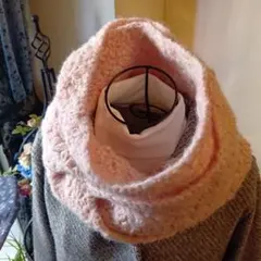 手編みハンドメイド花柄編みふんわりゆったりスヌード　№３６１