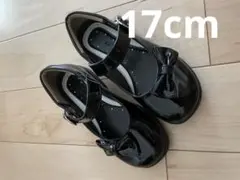 セレモニー　パンプス　女の子　17cm 黒　リボン