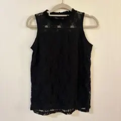 レース ノースリーブ タンクトップ 黒