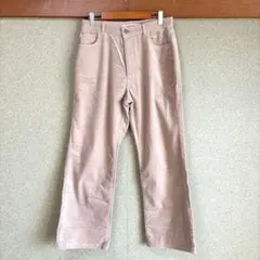 ワイドストレートパンツ コーデュロイ ベージュ L