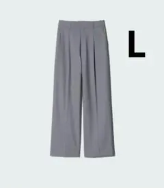UNIQLO　タックワイドパンツ　丈標準　L　グレー　スラックス