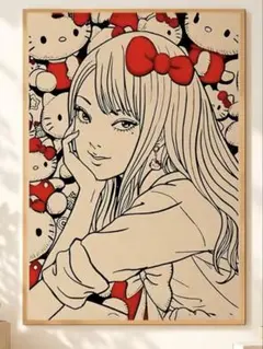 ハローキティ 富江 TOMIE ポスター イラスト 伊藤潤二 縦90X横55