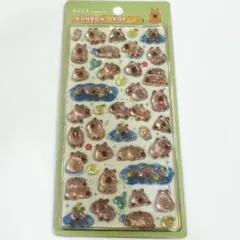 【韓国限定】カピバラ　ボンボンドロップシール　3D ぷっくり　動物　平成レトロ