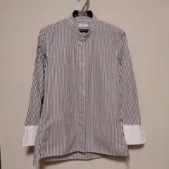 ★値下げ！ユニクロ ＋J ストライプ 長袖シャツ ネイビー ホワイト