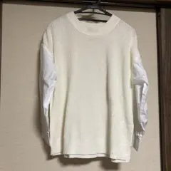 any sis ニット 長袖 ホワイト 切替デザイン