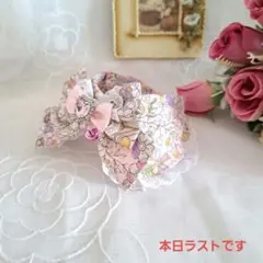 襟付き首輪(ピンク④フラワー)わんちゃん猫ちゃん用