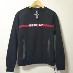 【REPLAY】 リプレイ ブラック スウェット トレーナー M