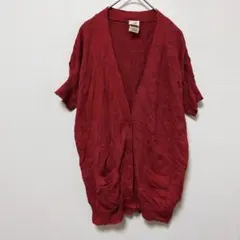 Faded Glory 【XL】 カーディガン 半袖 赤 レッド ポケット