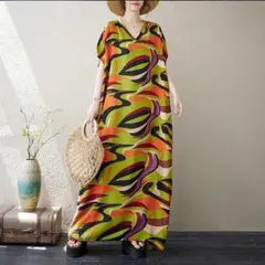 【B155】大きいサイズ レディース ロング　ワンピース　春夏 秋 新品 半袖