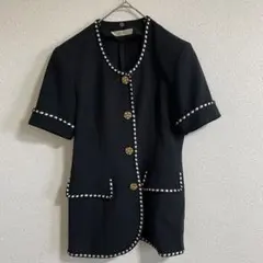 LA ROUSSAN 半袖ジャケット 肩パット付き 9号 金ボタン付き